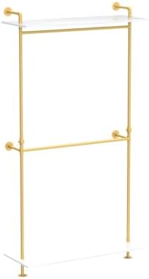 Modern Simple 2 Tier Metal and Wood Garment Rack,Industrial Pipe Double Hangi...