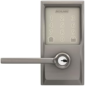 Schlage Encode Smart WiFi Lock, Lever Handle, Camelot Trim, Satin Nickel