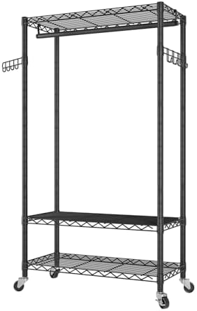 Golpart Heavy Duty Rolling Clothes Rack Wheels Portable Metal Garment Rack