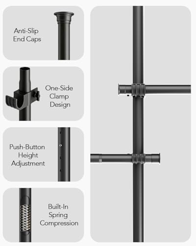 Floor to Ceiling Clothes Rack, Heavy-Duty Telescopic Garment Rack, 43โ122in H...