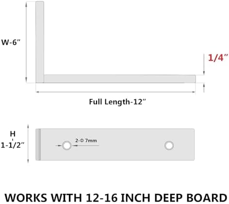 NEODROP 12-Pack 12 Inch Heavy Duty Shelf Brackets, Premium Floating L Bracket...