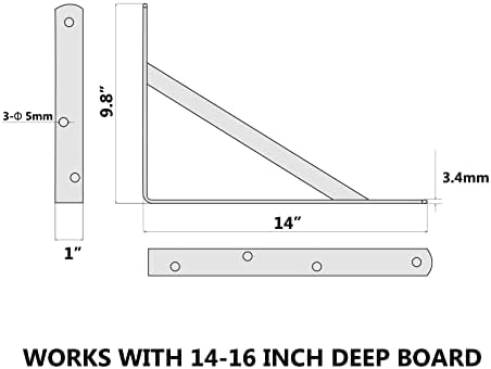 NEODROP 12-Pack 14 Inch Heavy Duty Shelf Brackets, Large Wall Bracket for Gar...