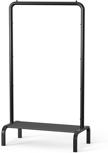 Simple Houseware 30" W Narrow Freestanding Garment Rack with Shelves, Black