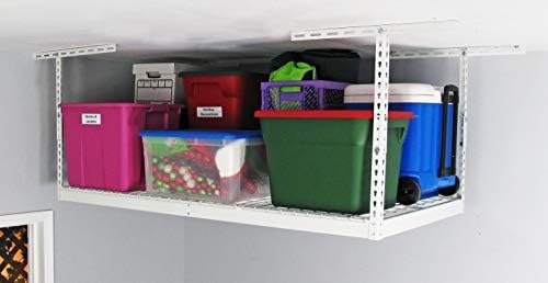 SafeRacks 3x6 Overhead Garage Storage Rack, White, 12"-21" Height