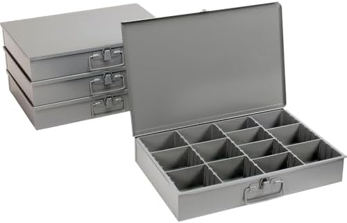 Global Industrial Durham Steel Compartment Box Rack with Four Adjustable Divi...