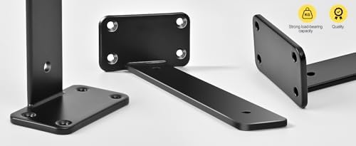 12 Pack - 8 inch Black Hidden L Shelf Bracket (1/5 Inch Thicked) Iron Floatin...