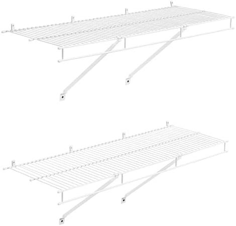 VEVOR Wire Shelf Kit, 3 ft, Set of 2, Wall Mounted Wire Shelves, Heavy-Duty C...