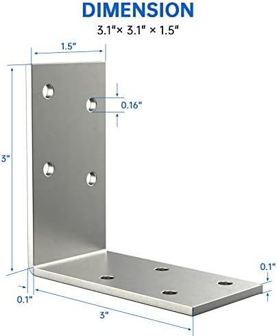 3"x3" L Brackets Heavy Duty 12-ga, Galvanized Angle Bracket