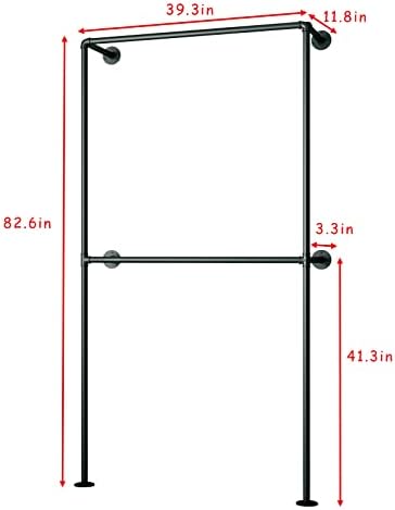 Industrial Pipe Clothing Rack Wall Mounted Garment Rack, Black Pipe Clothes R...