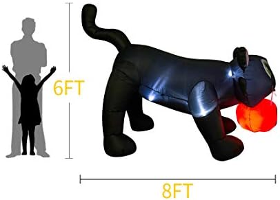 AJY 8FT Halloween Inflatable Giant Black Cat & Pumpkin with LEDs