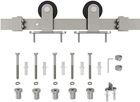 JUBEST 6.6FT Brushed Nickel Sliding Barn Door Hardware Track Kit