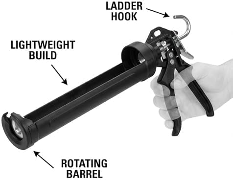 112 Series Manual Caulking Gun - 29 oz Cartridge Dispenser, 12:1Thrust Ratio,...