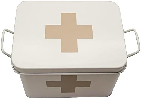 Lassos Boutique Retro Enameled First Aid Box for Medicine Storage and Home De...
