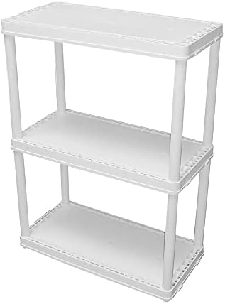 Gracious Living 3 Shelf Fixed Height Solid Light Duty Unit, White, 2 Pack