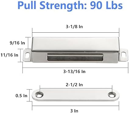 HBL 8 Pack | Heavy-Duty Magnetic Door Catch - Large 90 Lbs Pull Force, Stainl...