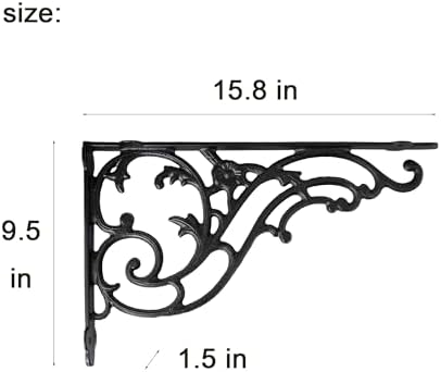 15.8''x9.5'' Decorative Shelf Brackets,2 Pack Cast Iron Shelf...
