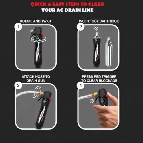 RedRock Gallo Drain Gun with 5 Unthreaded CO2 Cartridges for A/C Condensate L...
