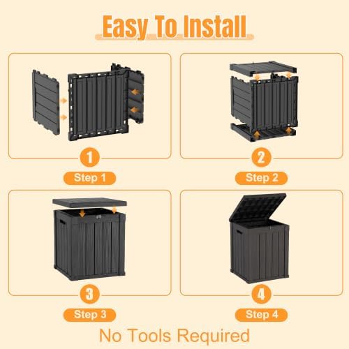 Outdoor Storage Box,70 Gallon Waterproof Resin Patio Deck Box