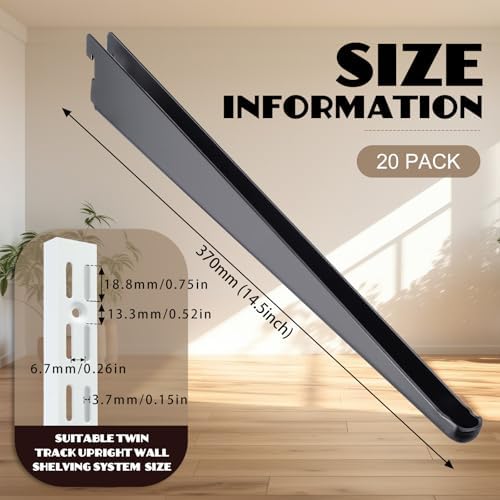 CroBlissful 20 Pcs Adjustable Shelf Brackets for Double Track System Closet O...