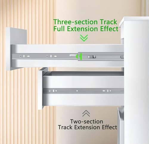 Soft Close 22" Drawer Slides, Full Extension Side Mount, 10 Pairs