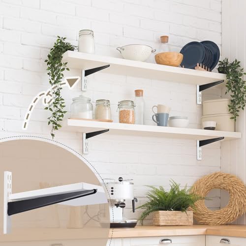 CroBlissful 20 Pcs Adjustable Shelf Brackets for Double Track System Closet O...