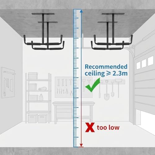 QWORK Overhead Ceiling Hooks Rack – Heavy Steel Storage Hangers for Garage, W...