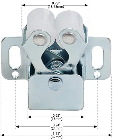 Rok Hardware 50 Pack of Zinc Double Roller Catch with Prong for Cabinet Doors...