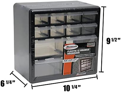 Homak 12-Drawer Parts Organizer, Black, HA01012001