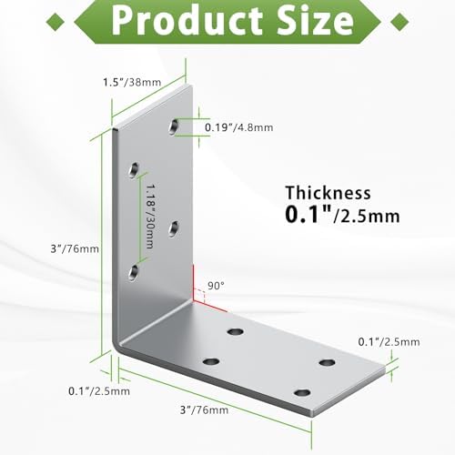 3x3 Inch Galvanized L Shape 90 Degree Corner Support Brackets