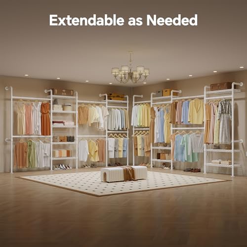 Higeego W4 Wall Mounted Clothes Rack, Industrial Pipe Clothing Rack, White