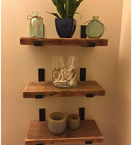 Shelf Brackets 10 Inch, Heavy Duty Black Metal Floating Shelf Bracket, Rustic...