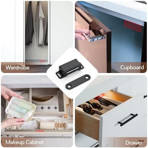 Ravinte Matte Black Magnetic Door Catch, Black Cabinet Magnets 24 Pack