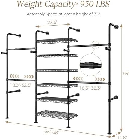 Closet Organizers and Storage, 3-Row Heavy Duty Garment Rack Clothes Rack for...