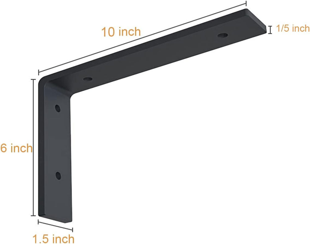 Heavy Duty Shelf Brackets 10 inch Rustic L Black Shelf Brackets 10 x 6 inches...