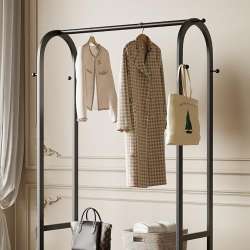 Black Clothing Rack for Hanging Clothes,Sturdy metal clothes rack,Modern Garm...