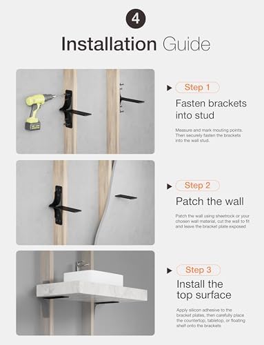 BATODA 10” Solid Steel Free Hanging T Shelf Bracket (2PCS) (Patent Pending)
