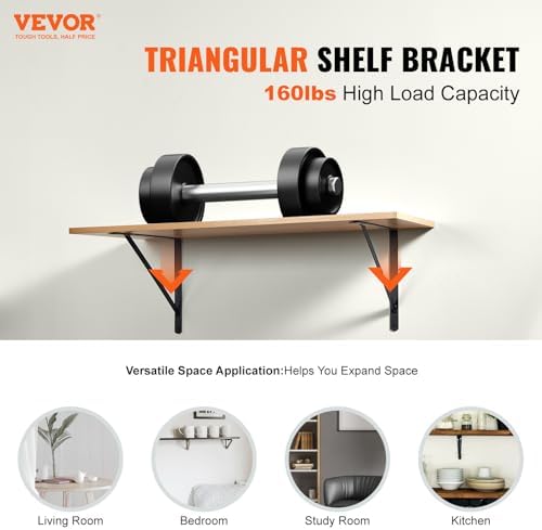 VEVOR Shelf Support, 18x12 in Set of 12, Durable Wall Mount Brackets, 3mm Mat...