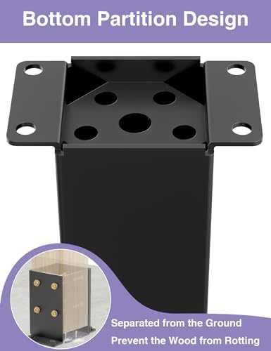 4 PCS Metal 4x4 Post Base, Inner Size 3.5"x3.5" Post Bracket