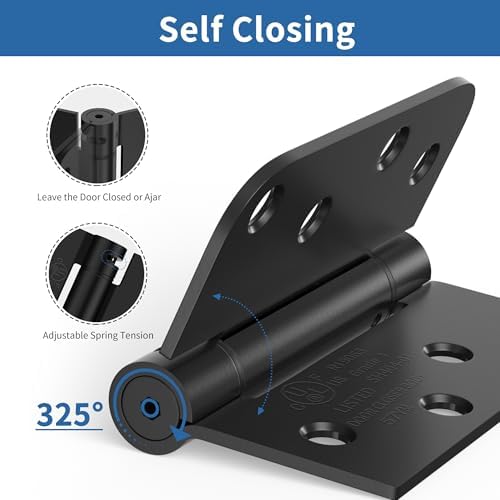 4 Inch Self Closing Door Hinges, Spring Hinges Self Closing Matte Black