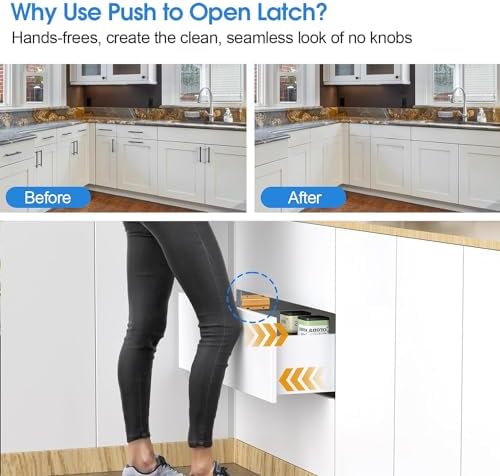 Push to Open Door Latch, 20 Pack Gold Magnetic Push Latches, Adhesive Heavy D...