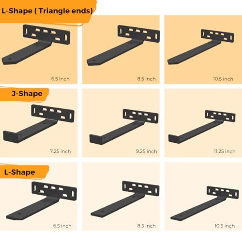 4 x J Shelf Brackets with Lip (7.25"L x 5"W x 1 1/4"H) Heavy D...