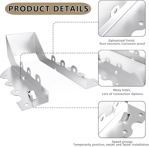 25 pcs 2x6 Joist Hangers with Screws, Galvanized Face Mount Hurricane Tie