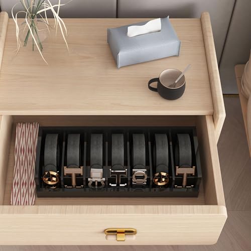 Belt Organizer for Drawer - Bamboo Belt Storage Organizer | Belt Rack for Clo...