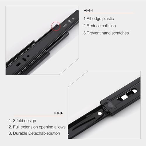 16 inch Drawer Slides 6 Pairs (12pcs) Full Extension Ball Bearing Drawer Slid...
