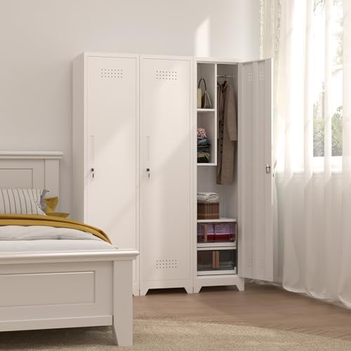 Slim Broom Closet Storage Cabinet, 65" H Metal Cabinets with Lock and Sh...