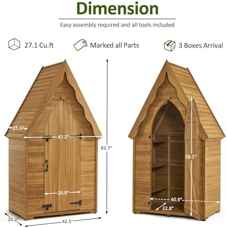 MCombo Outdoor Storage Cabinet, Wooden Garden Tool Shed for Yard 1955