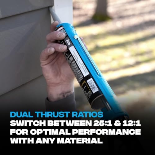 OX Caulk Gun No Drip 10 oz - Dual Thrust 25:1 & 12:1 Thrust - Heavy Duty
