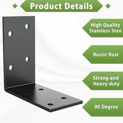 3x3 Inch Black L Shape 90 Degree Corner Support Brackets