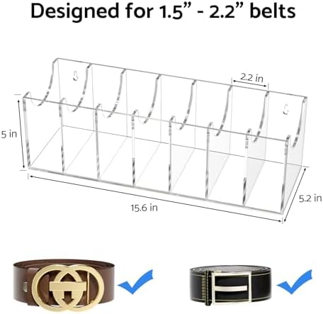 FEMELI Acrylic Belt Organizers Holders For Closet 7 Slots Belt Storage Box
