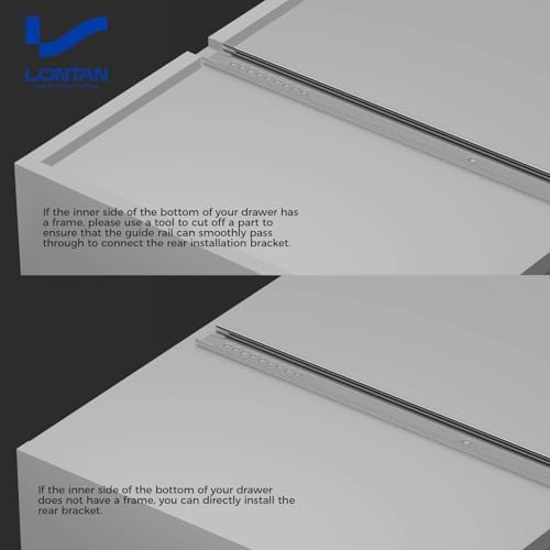 LONTAN 5 Pcs Center Mount Drawer Slides 16 Inch Bottom Mount Drawer Rails